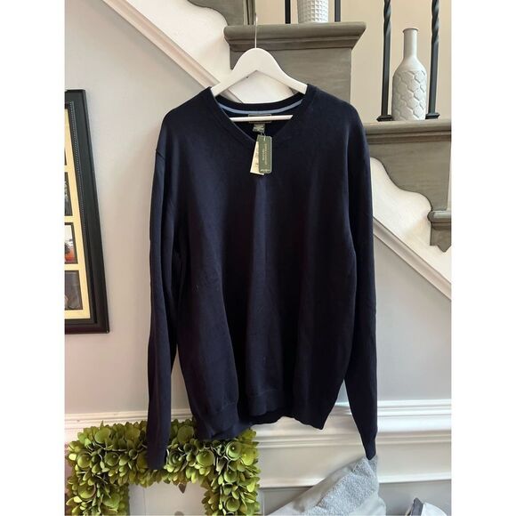 Eddie Bauer Black V-Neck Super Comfort Sweater sz XL - Picture 1 of 5